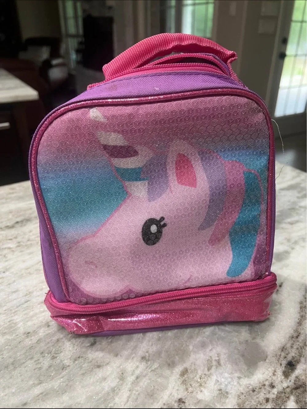 Kids Pink Unicorn Lunch Bag with Carry Handle